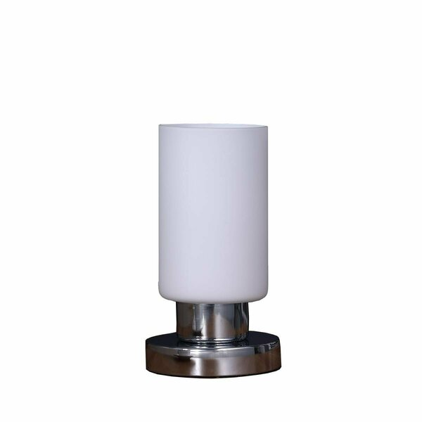 Homeroots 9 in. Classic Glass & Metal Cylinder Table Lamp, White 468757